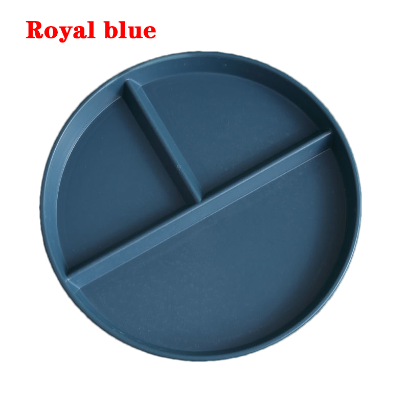 Plates For Food Dinner Plates Fruit Dinnerware Dining Compartment Plate Dessert Dishes Salad Kitchen Wheat Straw Tableware 3Grid: royal green