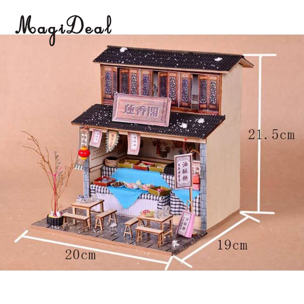 1/24 DIY Dollhouse Miniature Kit with Furniture, Light - Archaic Chinese Snack Shop