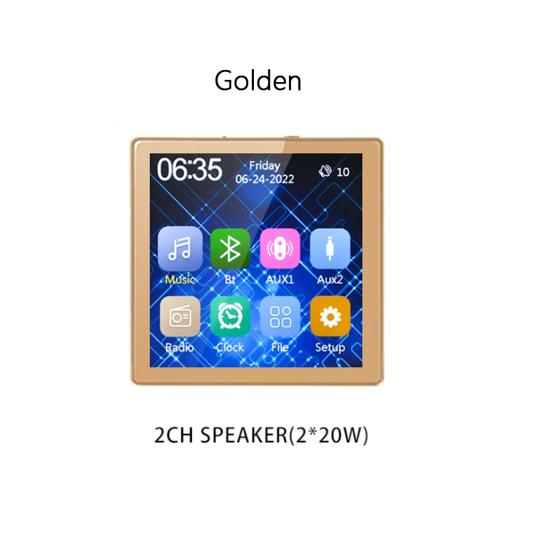 Mini Touch Screen 4*25W Stereo Music Panel PA SystemBluetooth Wall Amplifier Smart Home Audio Ceiling Speaker Wall Amplifier ﻿: Silver