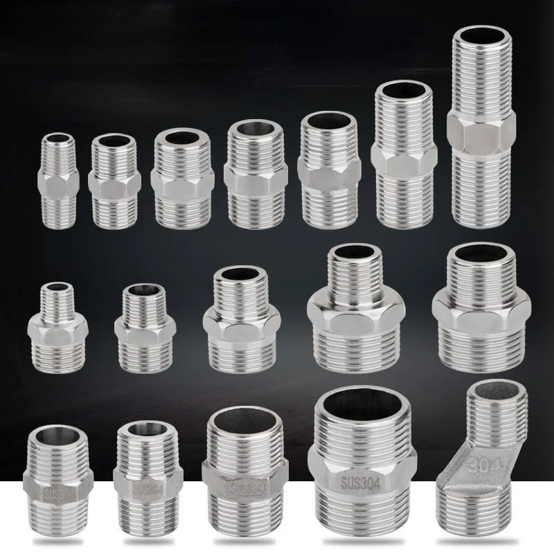 Stainless Steel Lengthen 1/8" 1/4" 3/8" 1/2" 3/4" BSP Male x Male Thread Hex Nipple Threaded Reducer Pipe Fitting