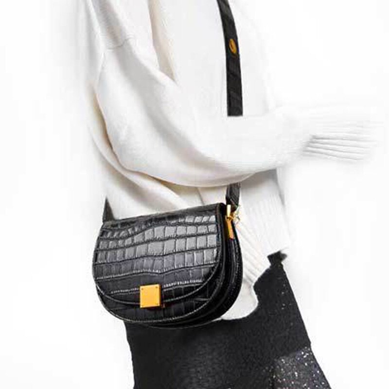 Shunruyan mode kvinnor krokodilmönster zadeltas clamshell crossbody keten kvinnor schoudertas
