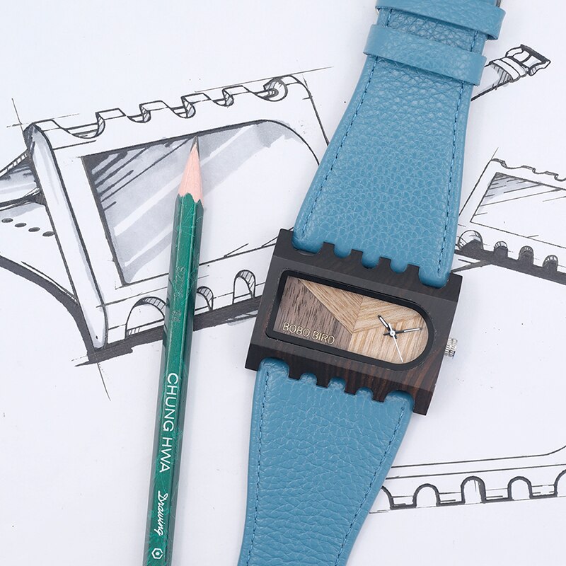 BOBO BIRD nouvelle montre en bois de créateur de à la main pour femmes tenue décontractée montre-bracelet Unique coloré en cuir bandes boîte