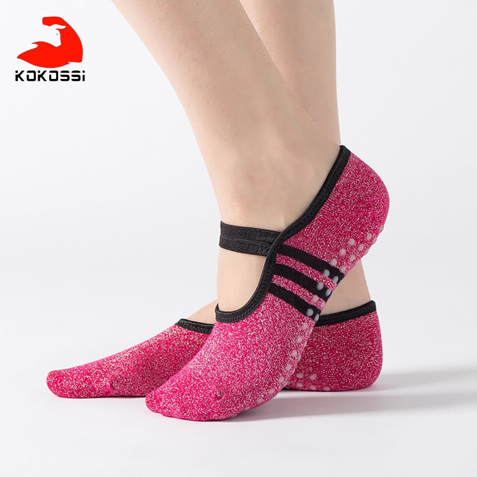 Kokostisse yoga-socken aus leuchtender seide mit schnürung, atmungsaktive baumwolle, hautfreundliche tanzsocken, rutschfest, pvc-frei, fusselfrei: 04