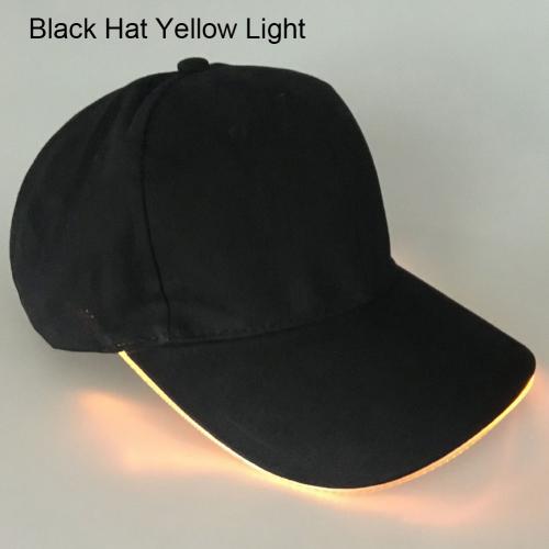 Sombrero Color sólido LED luminoso sombrero de béisbol de Navidad gorra de pico al aire libre ropa accesorio para el sombrero de amigo: Black Yellow Light