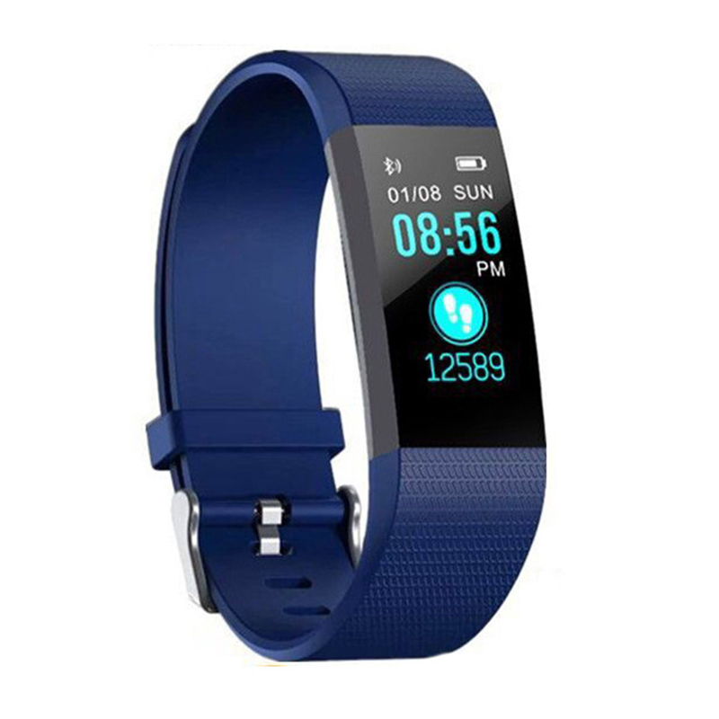 Fitness Tracker Bloeddruk Waterdichte Wrist Band Armband 115 Plus Smart Band Smart Band Horloge Armband Polsband: blue