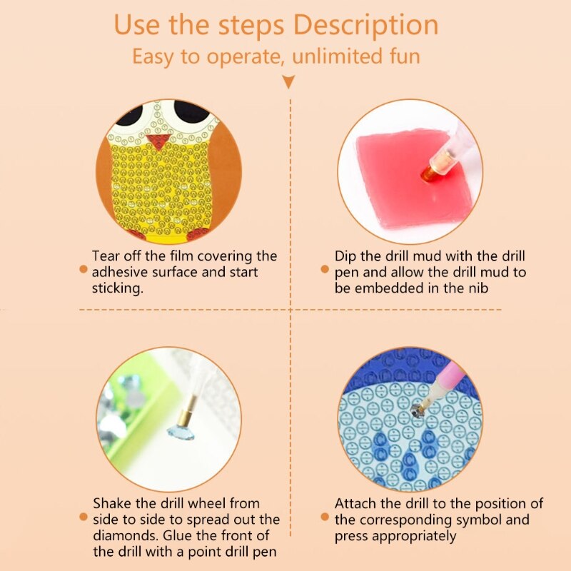 6 Pcs/Set DIY Diamond Painting Notebook Owl Shaped Diamond Art Kits Embroidery Cross Stitch Journal Diary Book Children