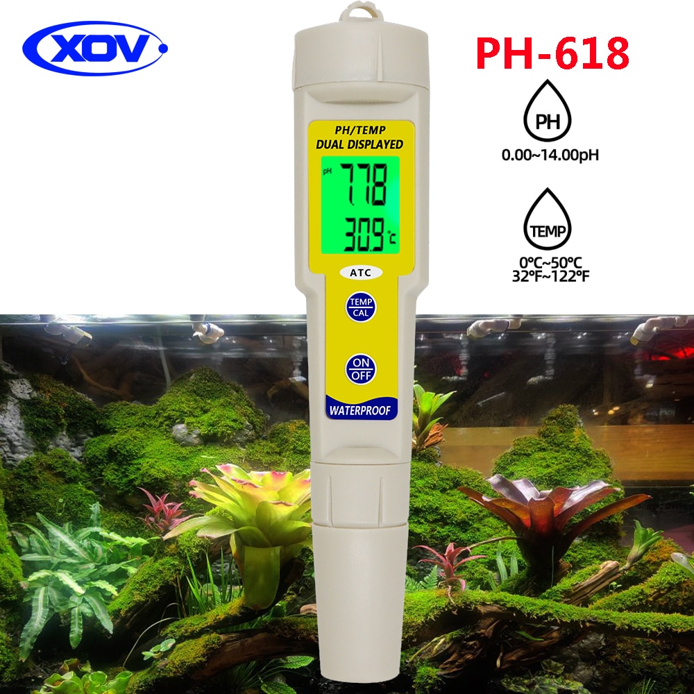 Digital PH Meter Acidity Tester Temperature Monitor Thermometer Acidometer Aquarium Water Monitor Pool Purity Detector