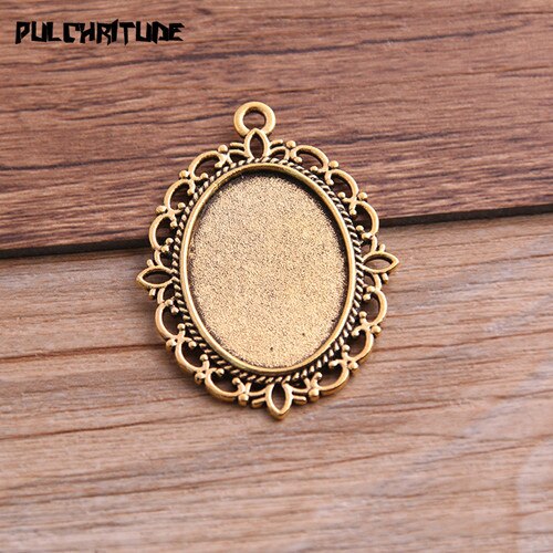 6 Pcs 18*25 Mm Binnenmaat 9 Kleur Klassieke Stijl Ovale Cabochon Base Instellen Charms Hanger Voor Diy sieraden Maken: antique gold