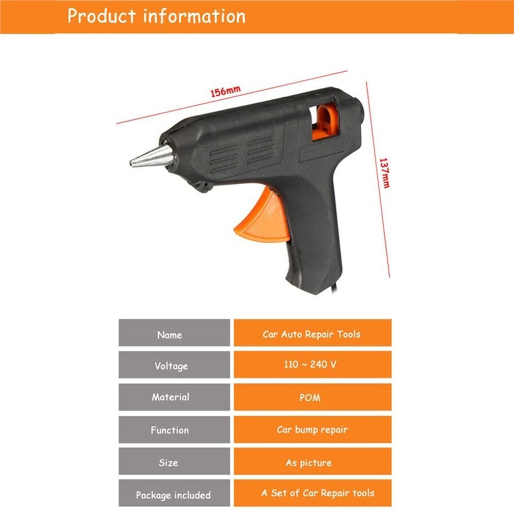 Pijnloze auto deuk reparatie gereedschap auto hagelschade smeltlijm sticks pistool trekker reparatie gereedschap voor het verwijderen van deuken