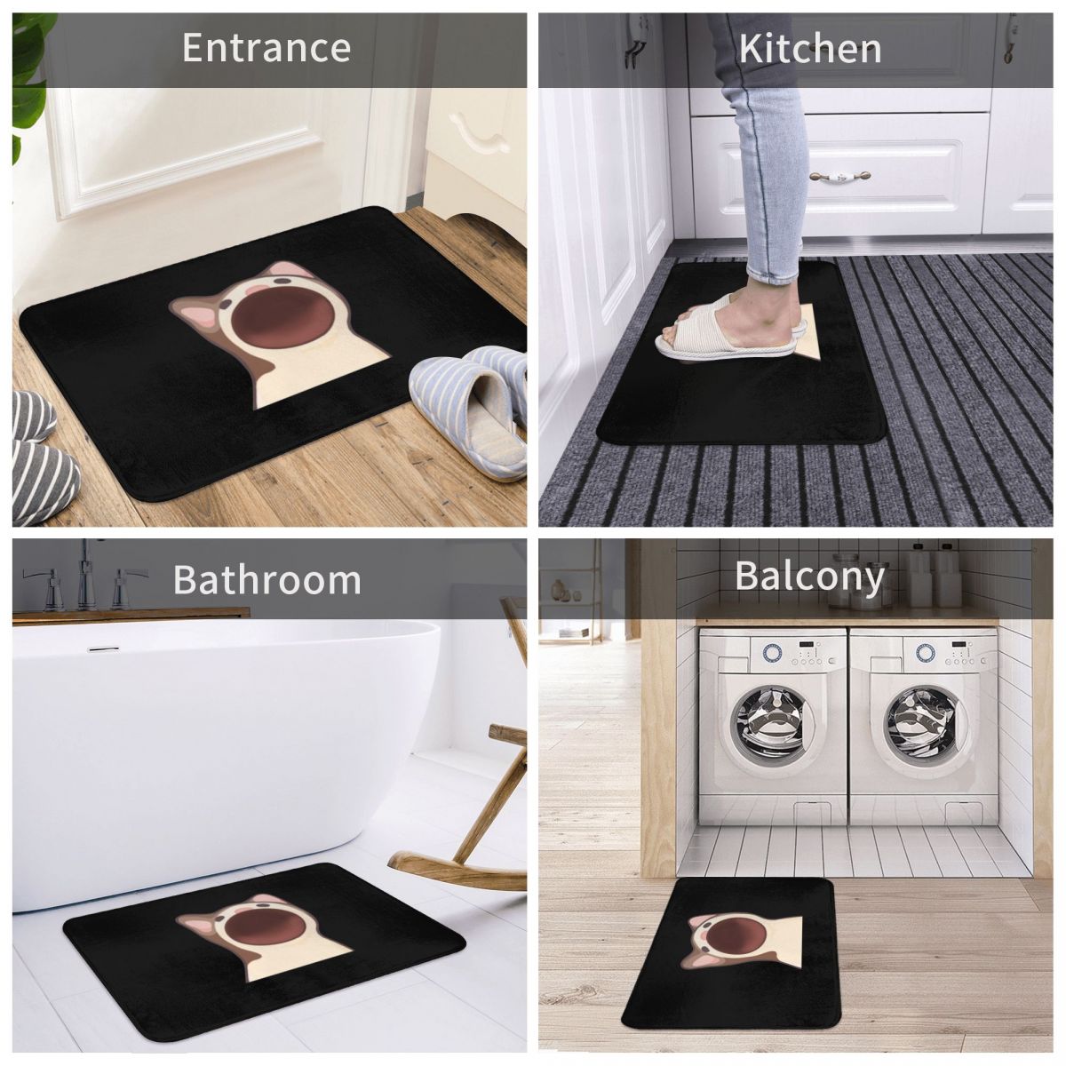 Tapis de bain Pop Cat mon chat adoré, décor d&#39;avoine, 3D, paillasson antidérapant, entrée, salon, maison, cuisine, poussière, salle de bains