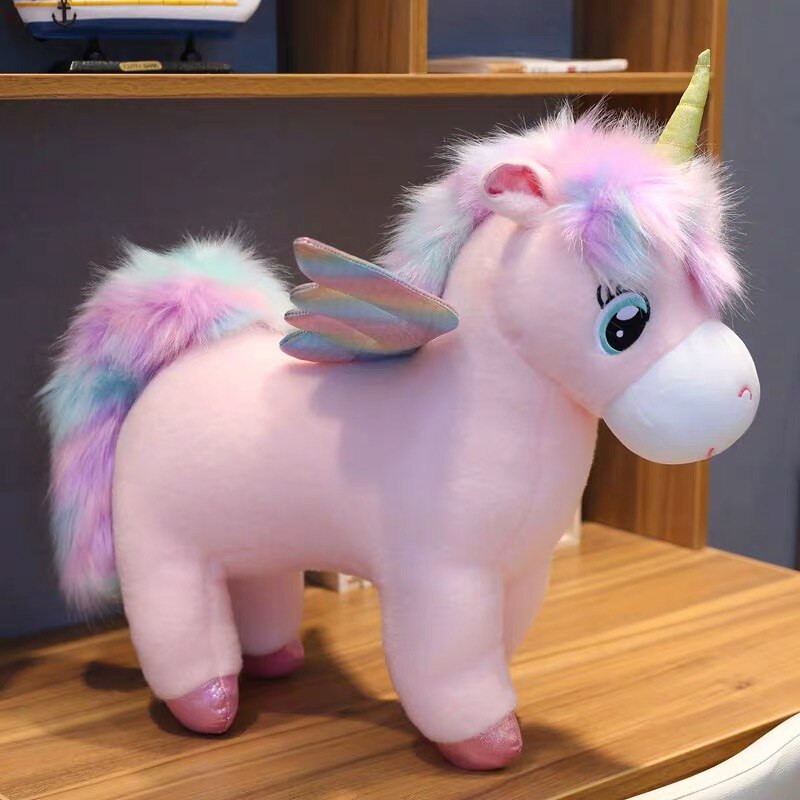 30 ~ 80 Cm Grote Eenhoorn Knuffel Fantastische Regenboog Wings Paard Speelgoed Gevulde Zachte Pop Home Decor voor Kid Meisje Kussen: about 45-50cm / Pink