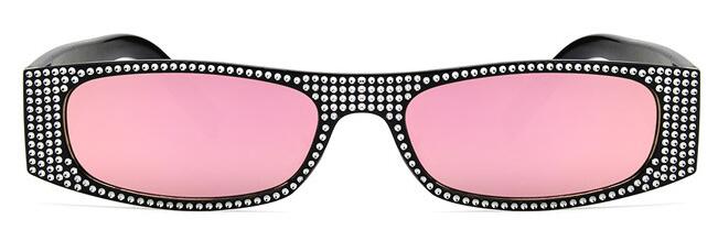 Gafas de sol cuadradas de diamante para mujer, anteojos de sol femeninos de , de tamaño pequeño, de cristal, con degradado, con UV400,: black pink