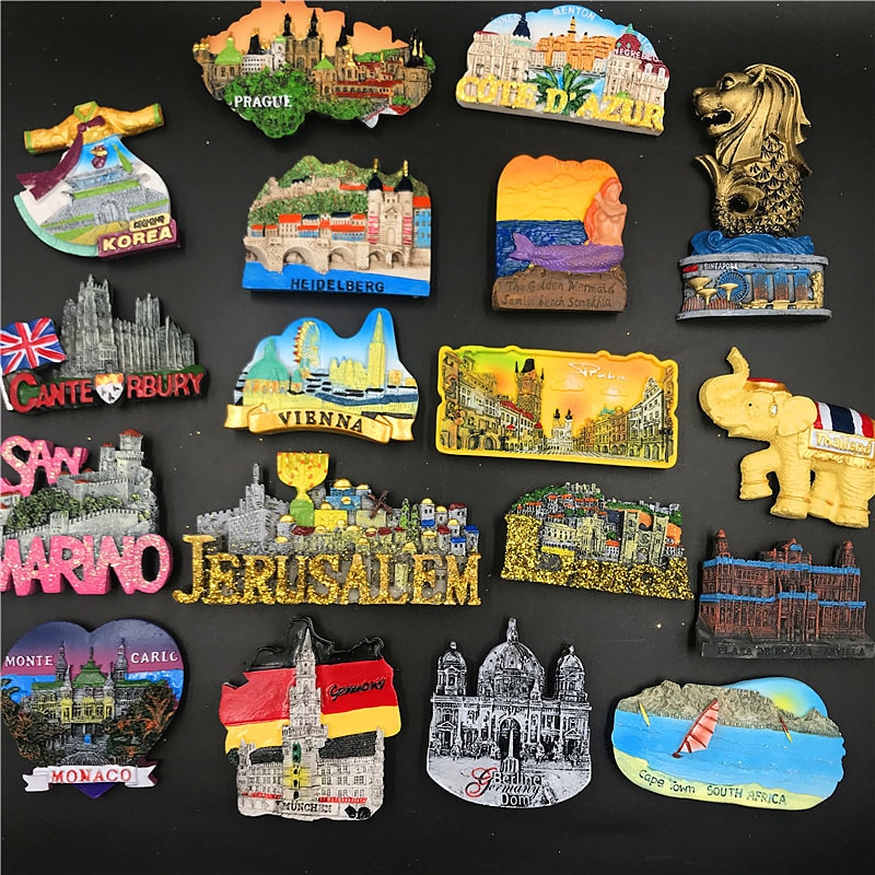 Munich monaco san marino jerusalem sydafrika heidelberg tjekkiske republik korea lissabon prag spanien og thailand køleskabsmagneter