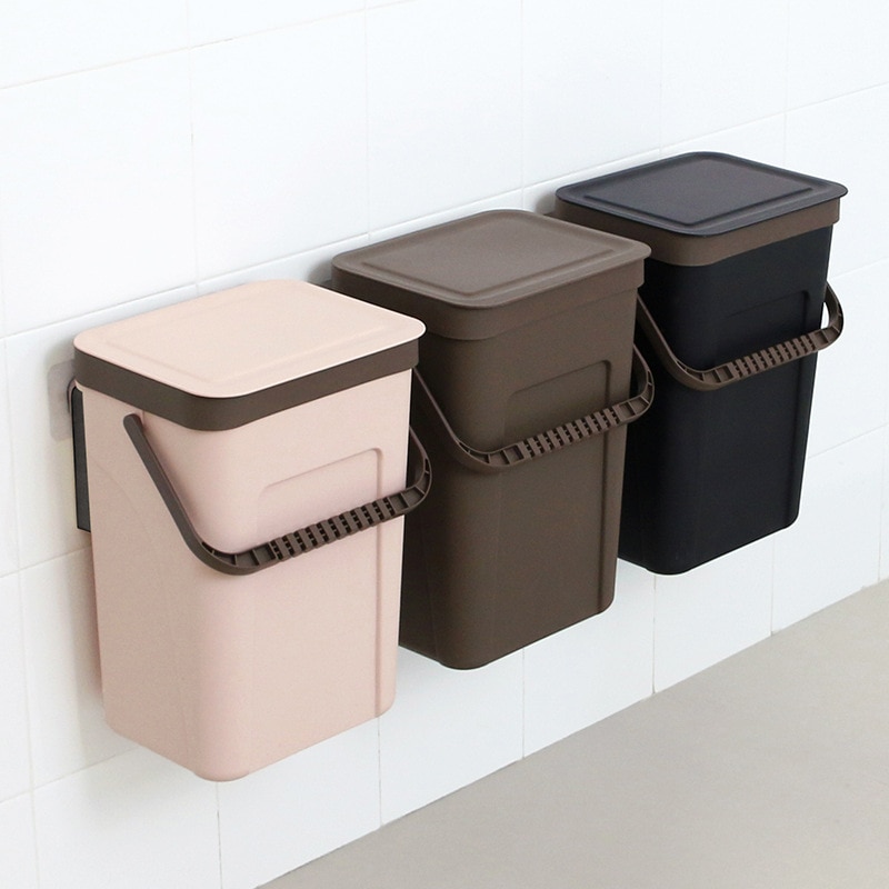 Garbage Box Dust Waste Bin Dual-use Storage Box Door Hanging Wall Mounted Debris Box Trash Bin Dustbin Gathering