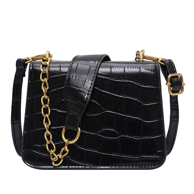Krokodillemønster pu lær crossbody vesker for kvinner kjede kvinnelige skulder vesker mini vesker reise cross body bag