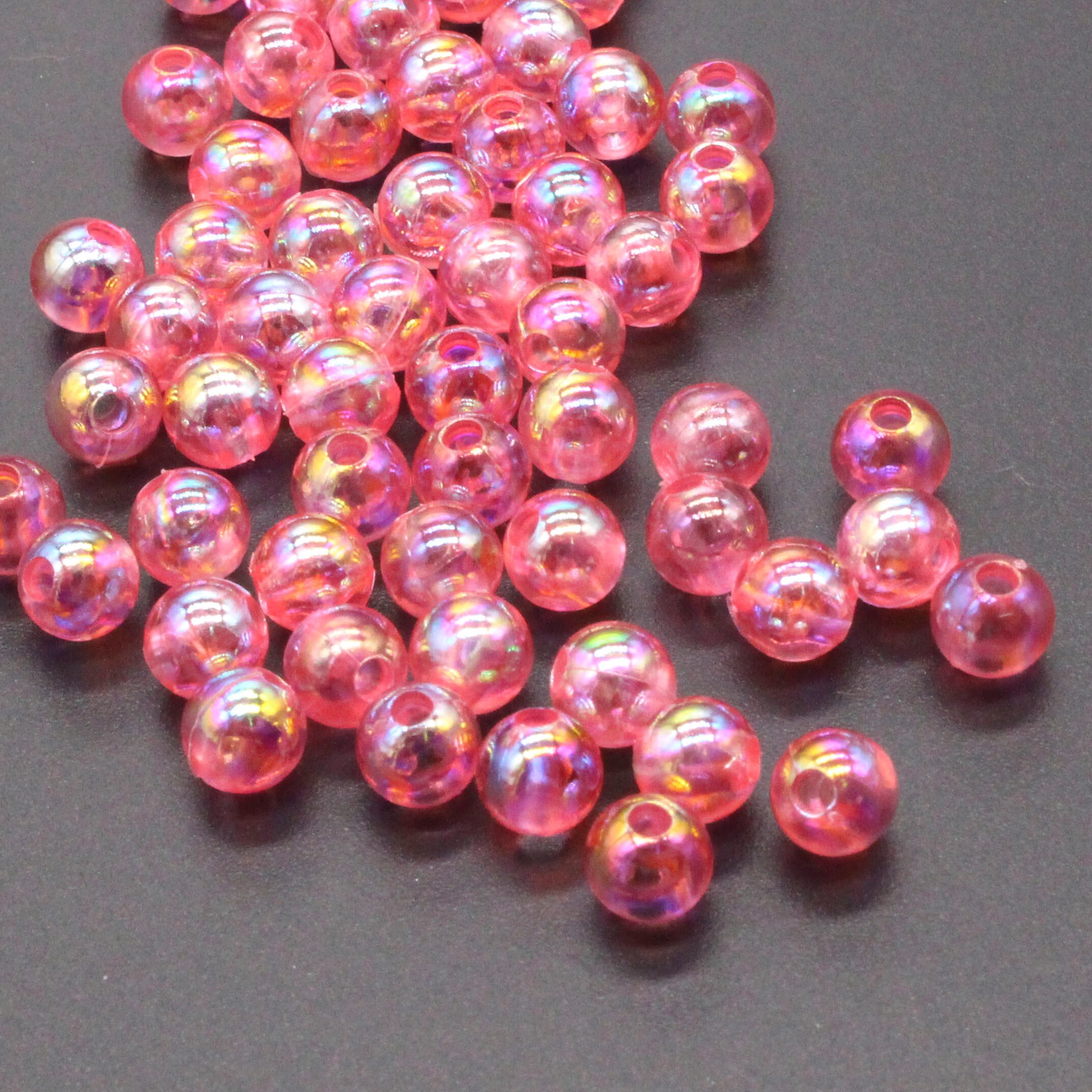 200Pcs 6Mm Licht Roze Transparant Ab Ronde Ball Spacer Kralen Voor Sieraden Maken Diy Sieraden Accessoires