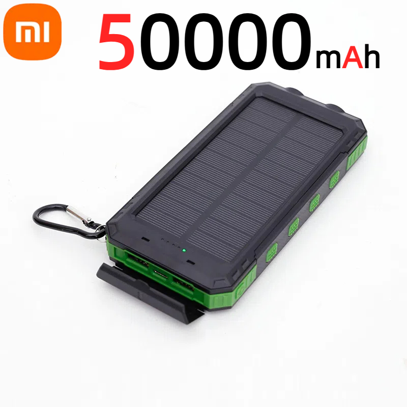 Xiaomi 50000 mah bærbar solcelle-powerbank med stor kapacitet, hurtigopladning, eksternt batteri med lommelygte til xiaomi iphone huawei: Grå