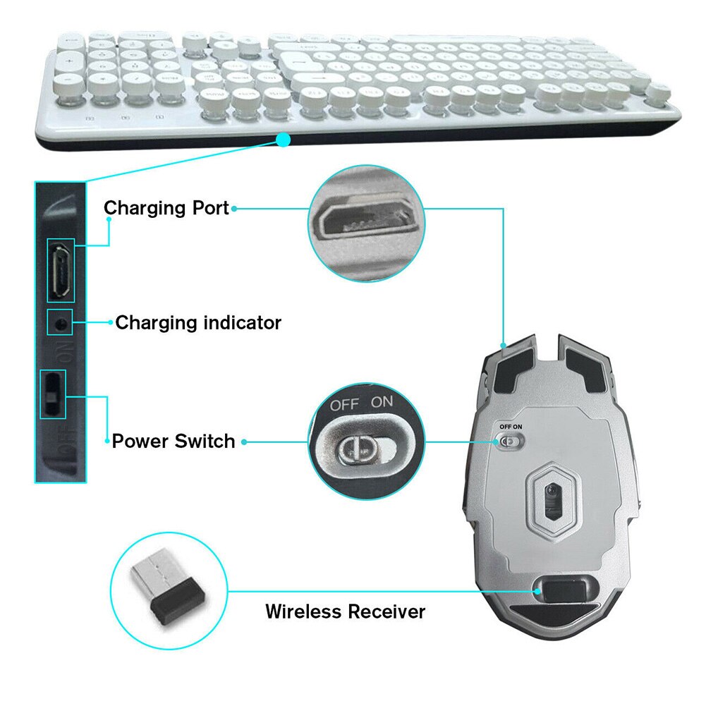 2400DPI Rainbow Colorful Rechargeable Keyboard Mouse Combo Gaming Home 2.4GHz PC Cool Wireless Backlit Waterproof For Xinmen