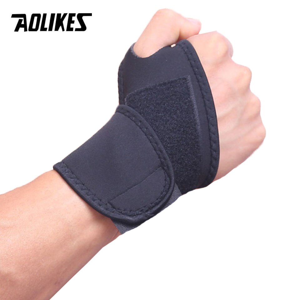 AOLIKES 1PCS Fitness Elastic Wristband Adjustable Sports Wrist Support Weight Lifting Support Band Open Wrist Rest: B-Black-1Pcs