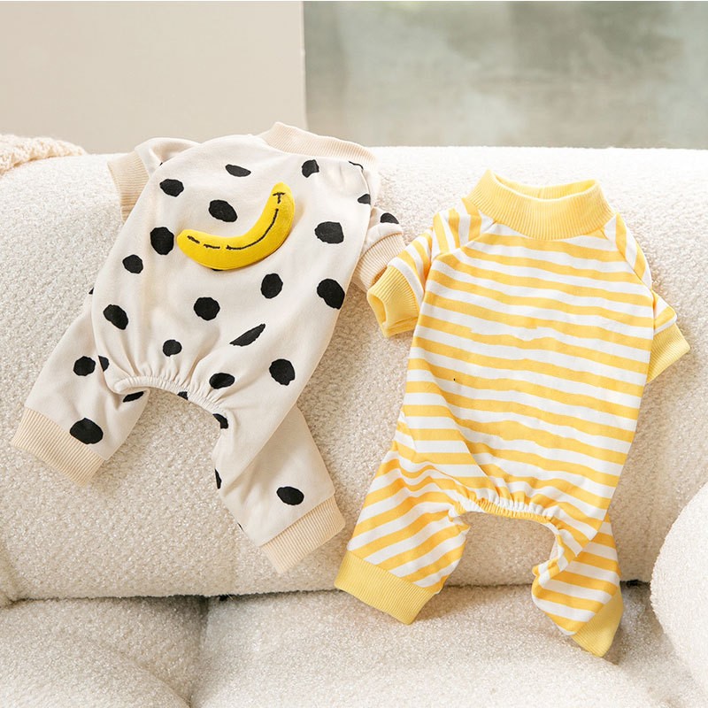 Katoen Kawaii huisdier gestreepte jumpsuit hondenkleding voor kleine honden cartoon patroon hond pyjama chihuahua kitten puppy meisjes hondenshirt