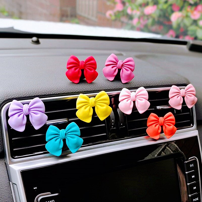 Cute Bow-knot Car Accessories Interior Woman Perfume Clip Car Air Freshener Air Vent Clip Cartoon Bow-knot Girls Decoration