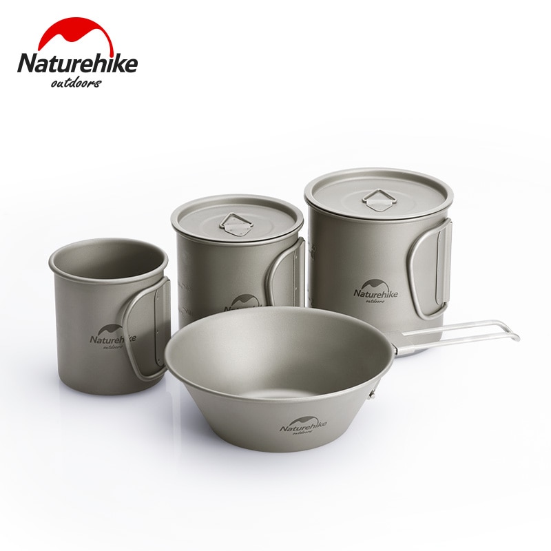 Naturehike Titan Tasse Camping Titan Schüssel draussen Geschirr Becher mit Faltbare Griff Tragbare Kochgeschirr für Wandern Picknick