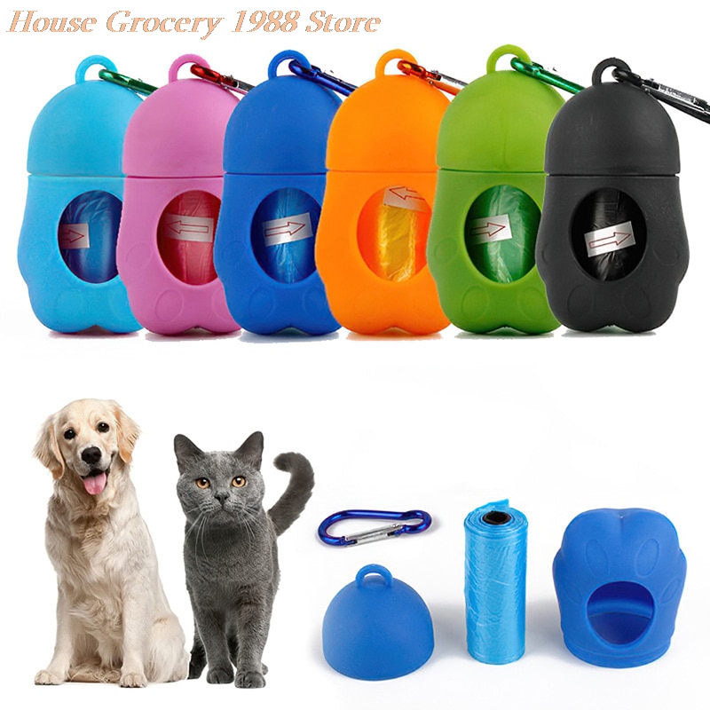 Pet Waste Bag Dispenser For Dog Waste Bag Holder Plastic Garbage Bag Dispenser Carrier Case Dog Pet 15 Roll Waste Poop Bags