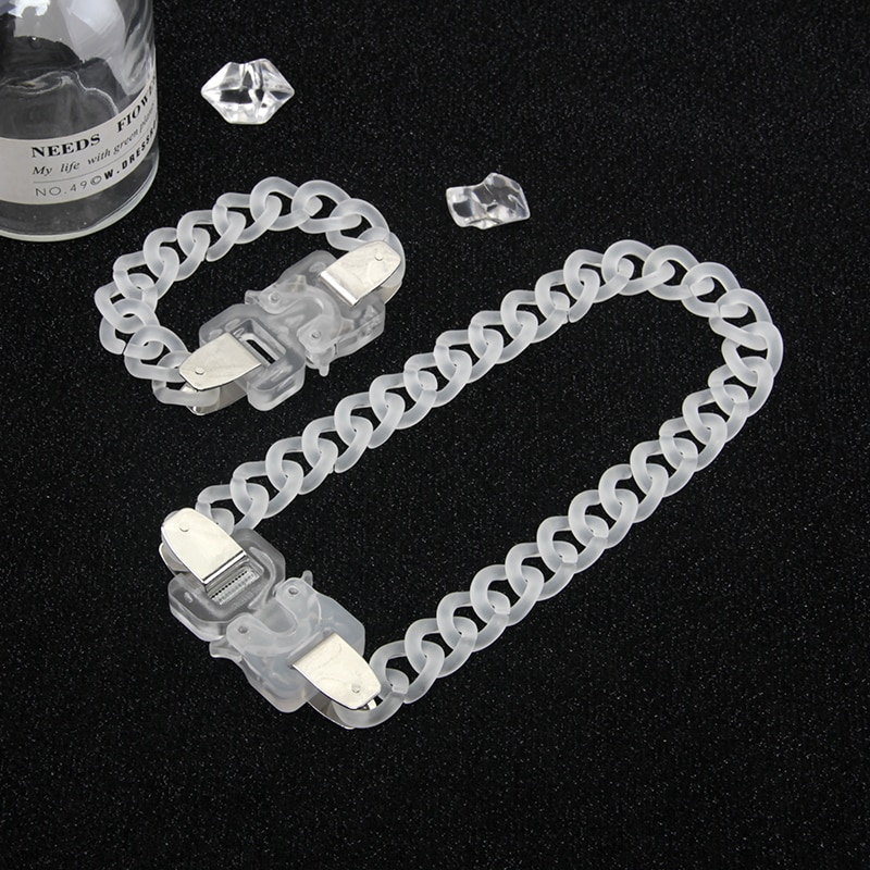 Hangzhi Cool Guy Individuality Hip Hop Transparent Acrylic Chain Choker Necklace for Women Man Couple Accessories