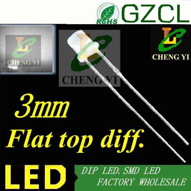 LED diode 3mm flat top red led color diffused DIP LED Electric indicator 2.0-2.2V(1000PCS Free shpping)