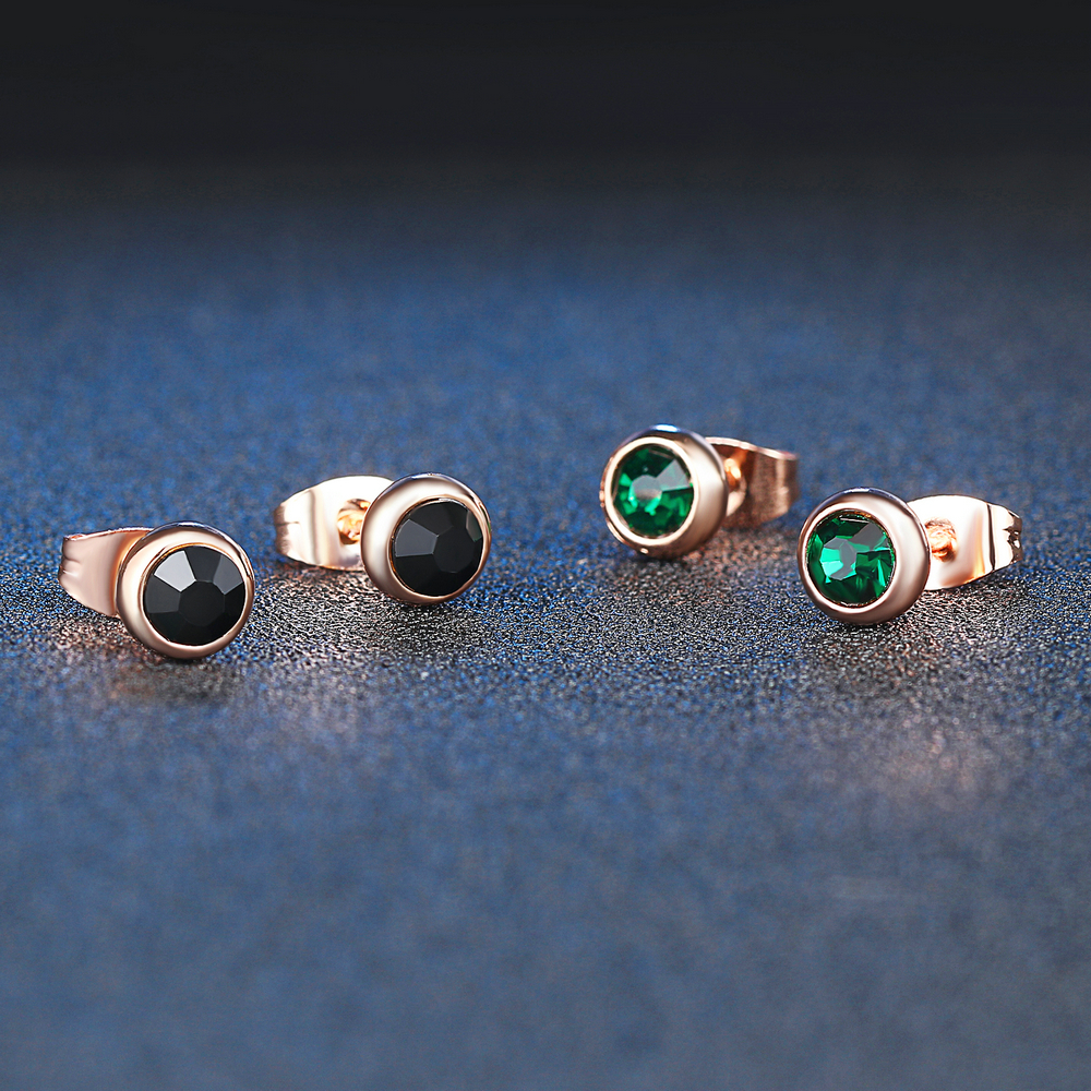 Piercing boucles d'oreilles pour femmes Style coréen Simple rond Zircon couleur or Rose accessoires de noël bijoux E496