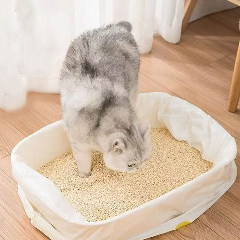 1/2/3Rolls Disposable Cat Litter Bags Disposable Pet Waste Bag with Drawstring Quick Clean Portable Cat Litter Box Liners Bags