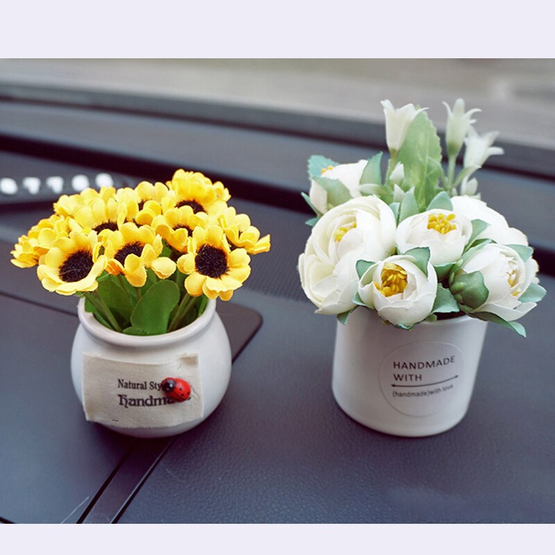 Auto Dashboard Ornament Mini Simulatie Bloem Plant Decoratie Keramische & Doek 5.5*5.5*10Cm DFDS889