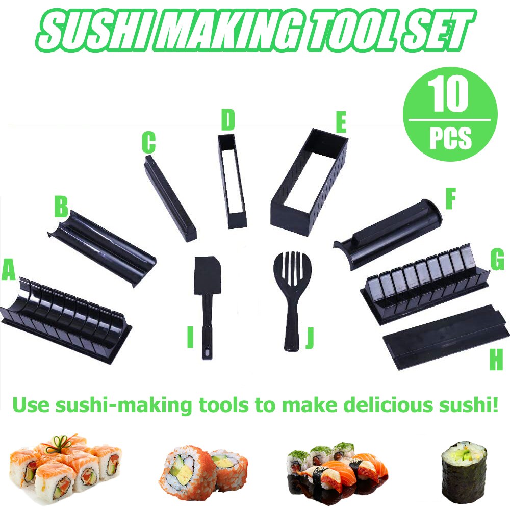 10 stk sushi maker lage sushi verktøy japansk risk ball kake rulleform multifunksjonell form risform