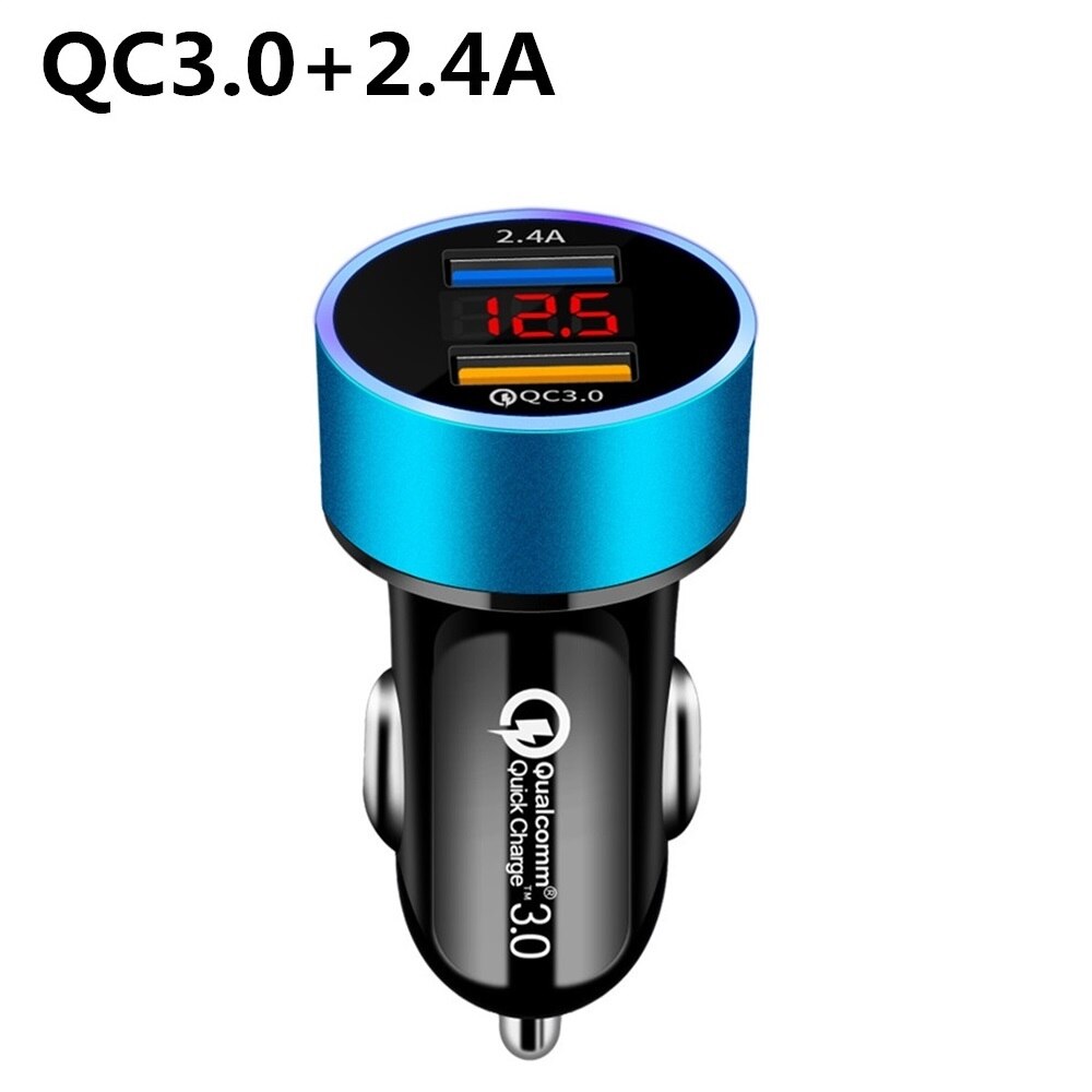 5A Auto doppio Caricatore USB Carica Rapida QC3.0 VOOC DASH Mobile Del Telefono 2 Porta di Ricarica per iPhone Samsung MTK Tablet auto-Charger: QC3.0 Blue