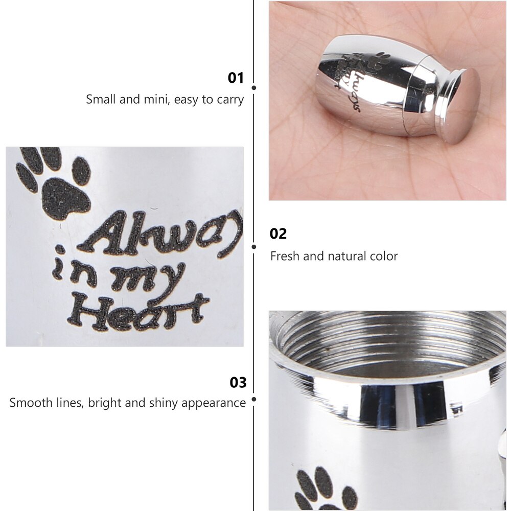 1 Set Pet Cremation Urn Funerary Urn Jar Stainless Steel Animal Urn Container