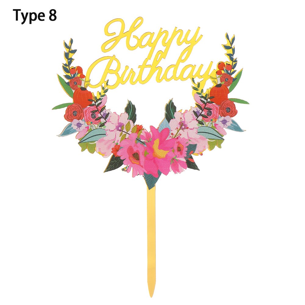Garniture à gâteau en forme d'animaux | Couleur multicolore, poterie douce, dessin animé, plantes forestières, Safari Jungle, fête d'anniversaire, faveurs décoratives, 1 pièce: Flower 8