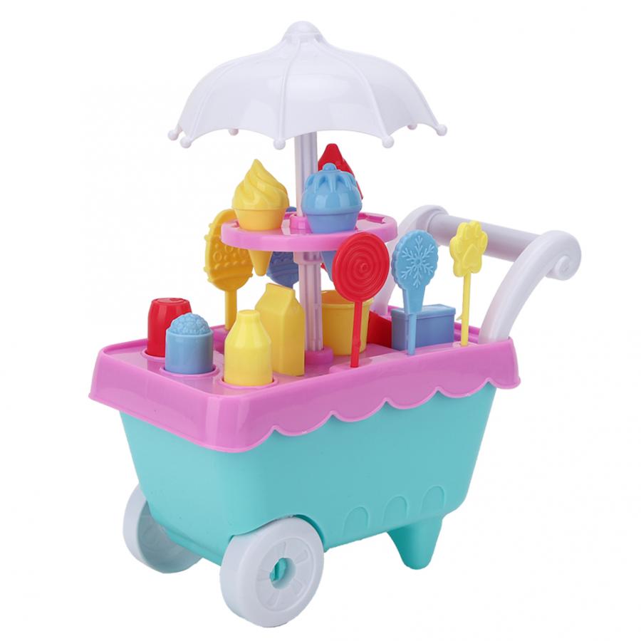 Pretend Play Toys Simulation Mini Ice Cream Candies Cart Pretend Play Educational Assembly supermarket Shopping Carts Toys: White