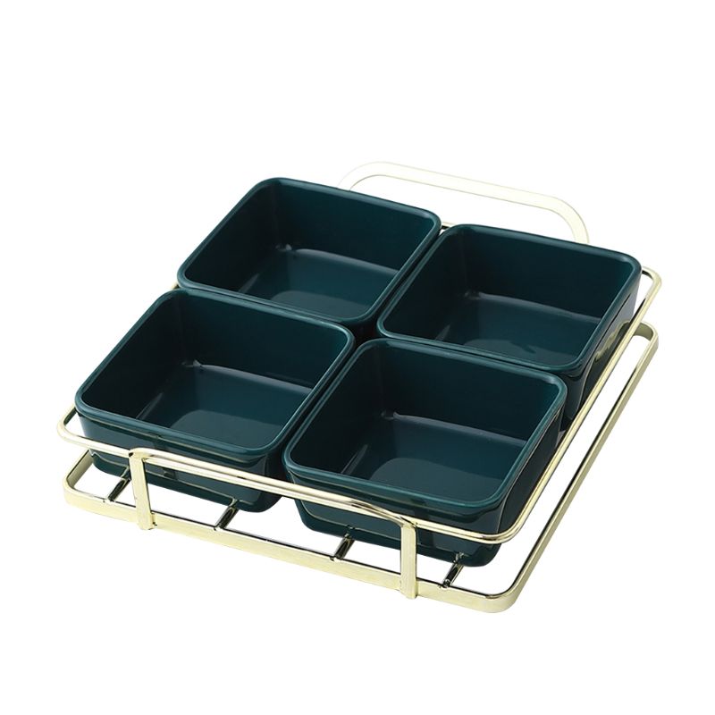 Ceramic Sauce Dish Divided Dipping Bowl Tray Condiment Dish Storage Tray for Kit QX2E: C