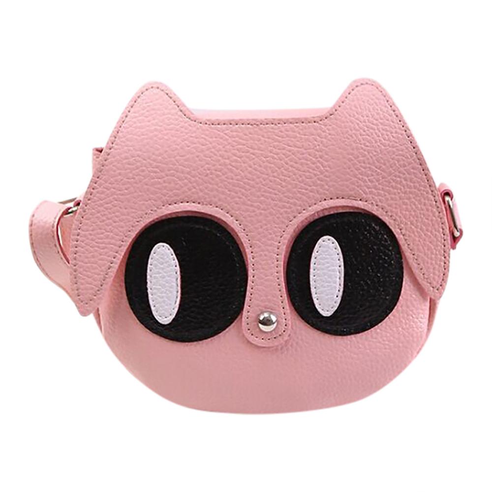 leather bag Korean version of children's Messenger bag cartoon big eyes fox shoulder ladies mobile phone bag Y710: PK