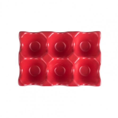 Egg Holder Anti-Slip 6 Grids Ceramic Eco-Friendly Egg Container for Kitchen: Red