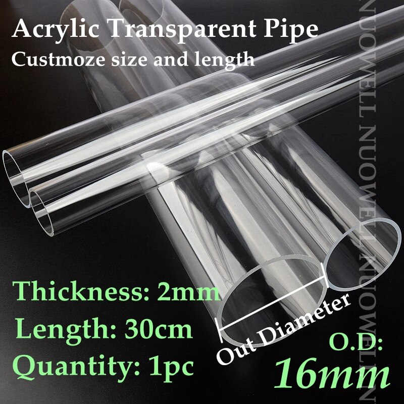 1pc 30CM Länge OD 16 ~ 90mm transparent Acryl Rohr Aquarium Fisch Panzer Gemeinsame Rohr Garten Bewässerung liefern Plexiglas Rohr: äußere Dia 16mm