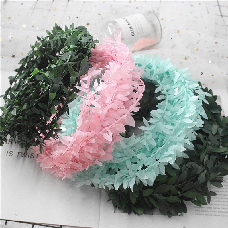 100 cm/unids barato hecho por el hombre siempre primavera otoño flor artificial planta verde guirnalda mimbre de planta decoración del hogar con hojas boda