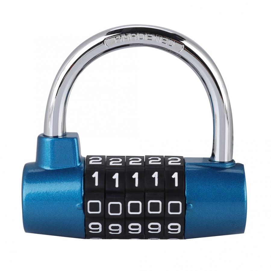 5 Digit Code Lock Padlock -shaped Suitcase Door Combination Lock smart door lock: Blue