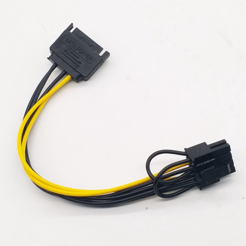 5PCS 15Pin SATA Male to 8Pin(6+2) PCI-E Power Supply Cable 20cm SATA Cable 15-Pin to 8 Pin 18AWG Wire for Graphic Card