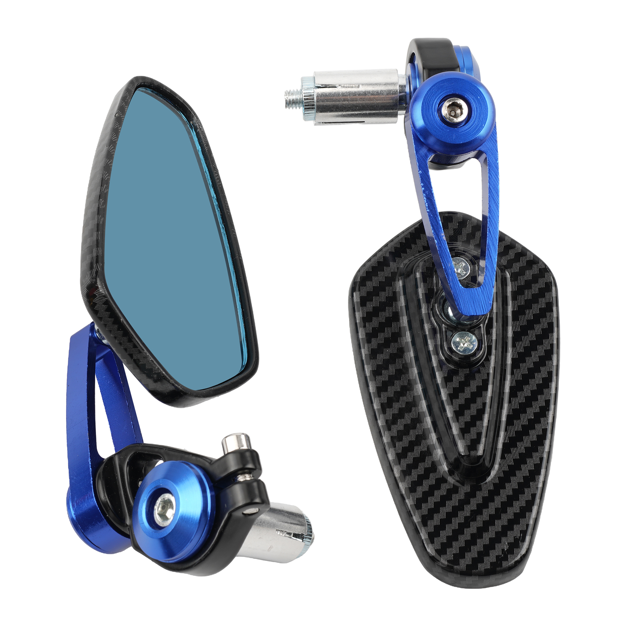 Motorcross 360 Draaibare Omgekeerde Achteruitkijkspiegel Motorfiets Carbon Fiber Accessoires Einde Stuur Gemodificeerde Spiegel: Blauw
