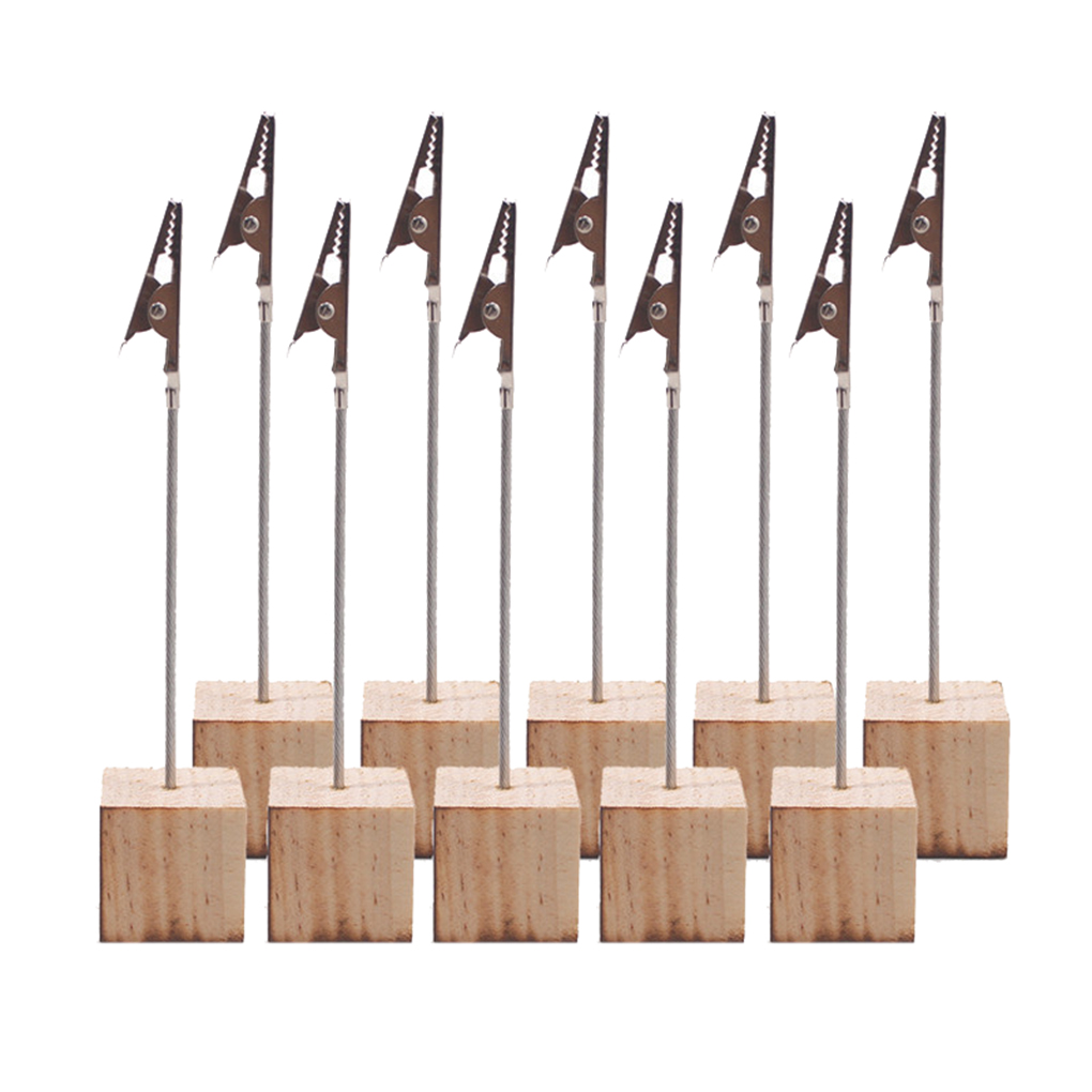 10 Stück neue tragbare Holz Tischkartenhalter Clips Hochzeit Tischkartenhalter Tisch Foto Memo Nummer Name Clips Basis