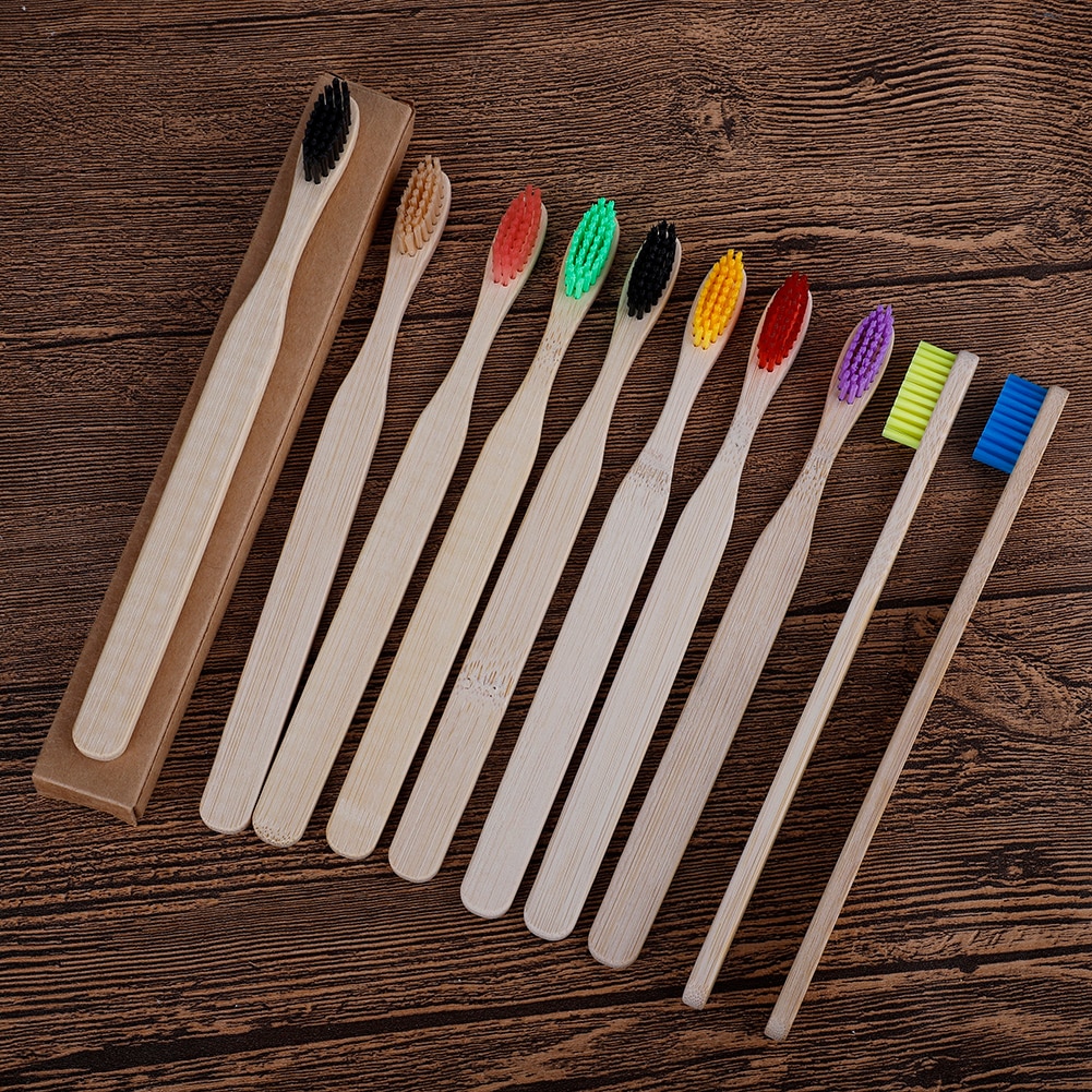 10pcs/set Eco Friendly Bamboo Toothbrush Medium Bristles Biodegradable Oral Care Adults Teeth Cleaning travel Toothbrushes