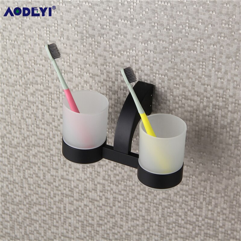 Bathroom Hardware Set Robe Hook Towel Rail Rack Bar Shelf Toothbrush Holder Bathroom Accessories Black