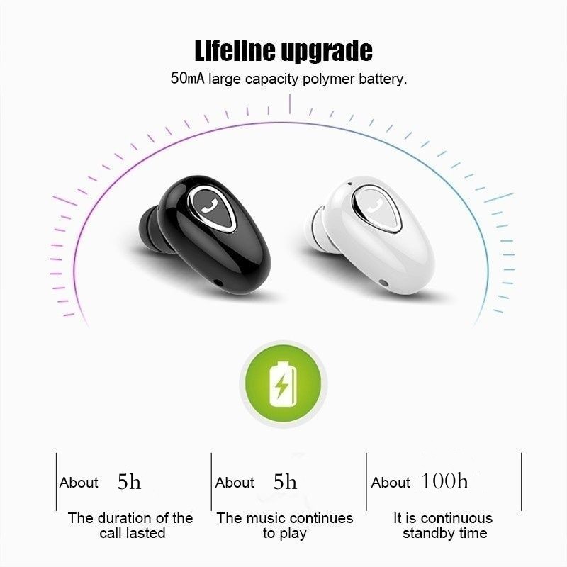 Mini unsichtbare Kopfhörer Bluetooth 5.0 kabellose Kopfhörer Freisprecheinrichtung Sport in-Ohr-Ohrhörer HiFi-Musik-Spielen-Headset mit Mikrofon