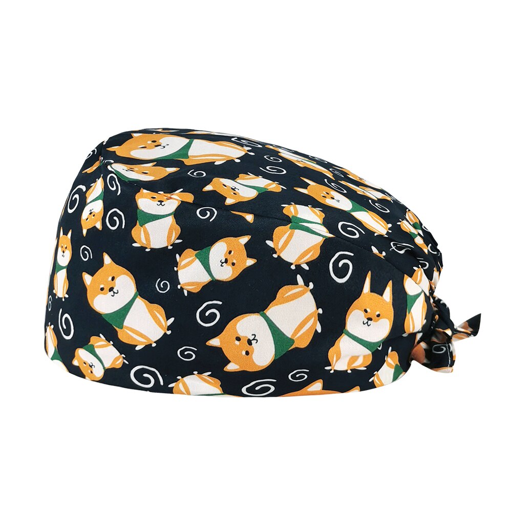Werk mat hoed cartoon puppy print casual unisex scrubs pet huisdier trimbureau werk hoed spa petten stofdicht zacht: Default Title